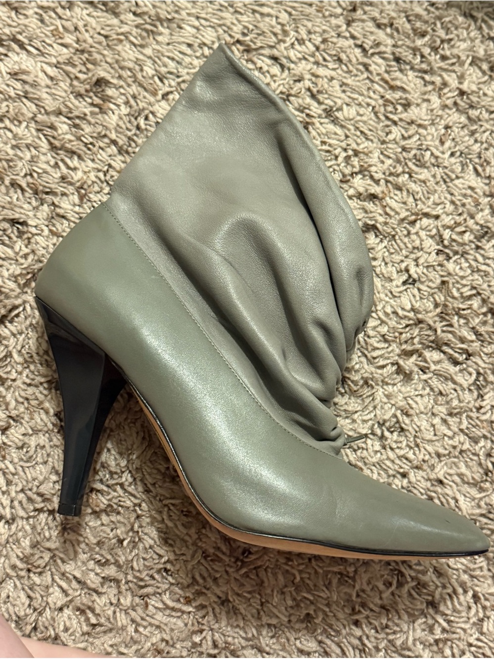 Report Signature Gray Pointed Toe Slouchy Heel Boots